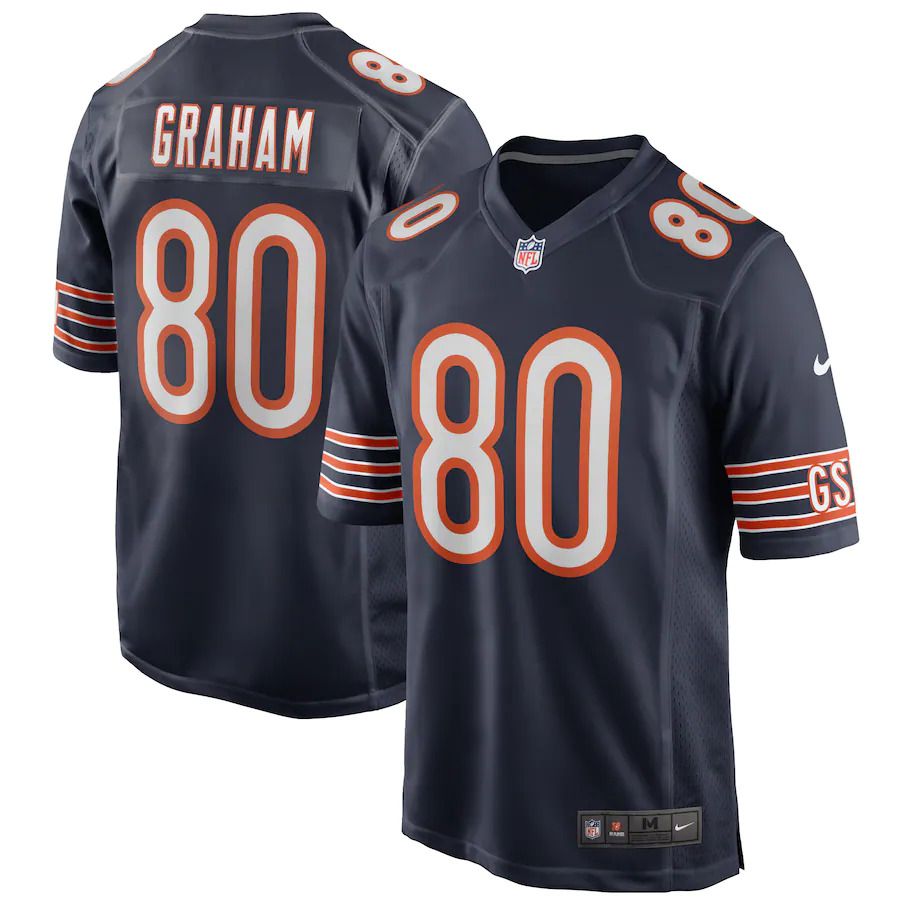 Men Chicago Bears 80 Jimmy Graham Nike Navy Game Player NFL Jersey
